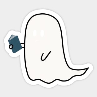 bookish little ghost reading a book - cute halloween Sticker